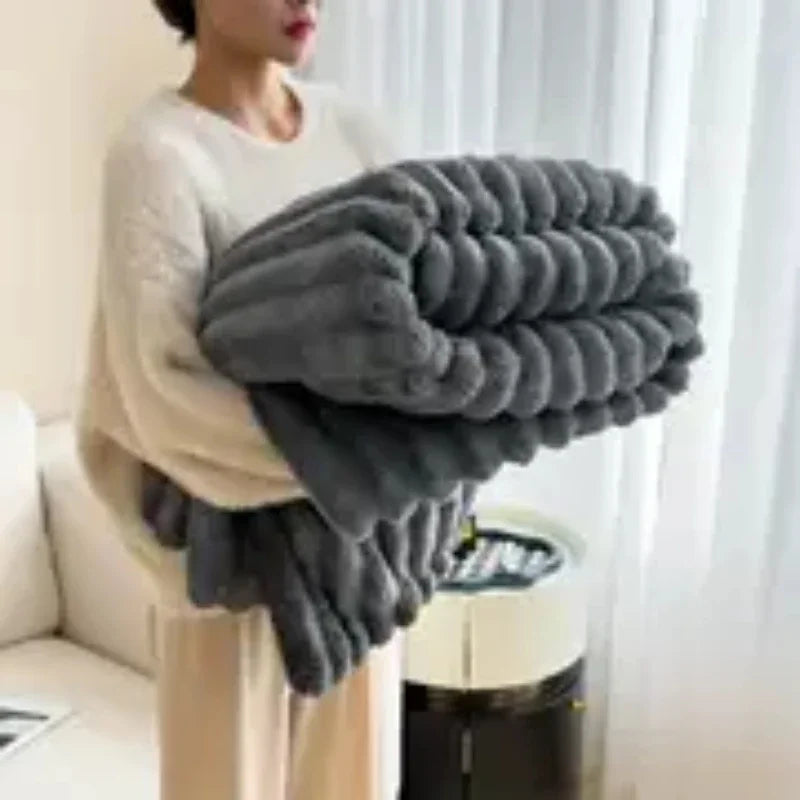 Multi Functional Striped Blanket For Warmth And Comfort