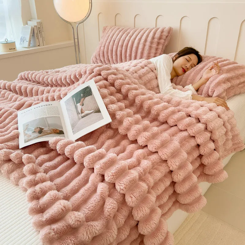 Multi Functional Striped Blanket For Warmth And Comfort