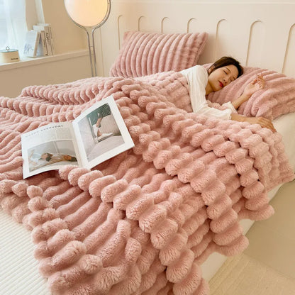 Multi Functional Striped Blanket For Warmth And Comfort