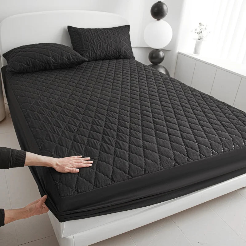 Quilted Thick Waterproof Mattress Cover Mattress Protector Queen King Fitted Sheet Bed Pad Cover Bed Topper ( No Pillow Case)