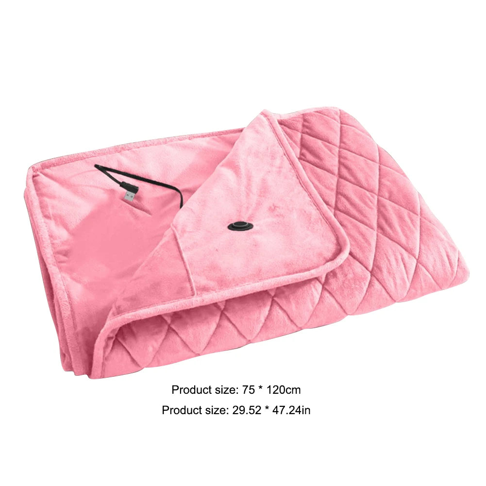 USB Heated Blanket 3 Gears Heating Coral Velvet Shawl Wearable Electric Blanket Household Winter Body Warmer for Home Office