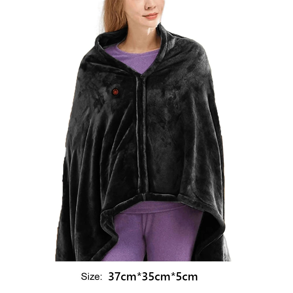 USB Heated Blanket 3 Gears Heating Coral Velvet Shawl Wearable Electric Blanket Household Winter Body Warmer for Home Office