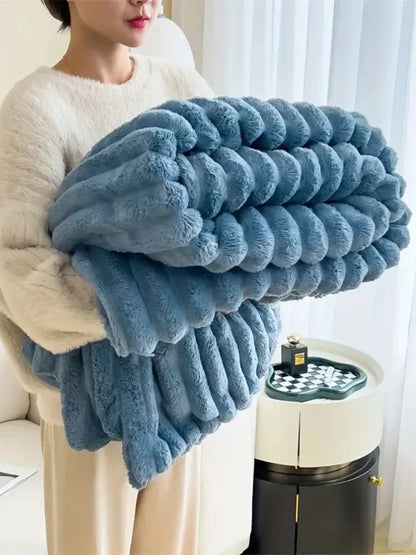 Multi Functional Striped Blanket For Warmth And Comfort