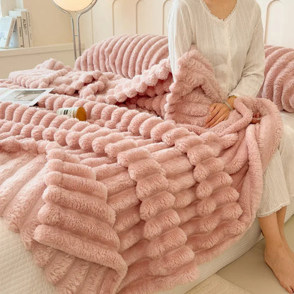 Multi Functional Striped Blanket For Warmth And Comfort