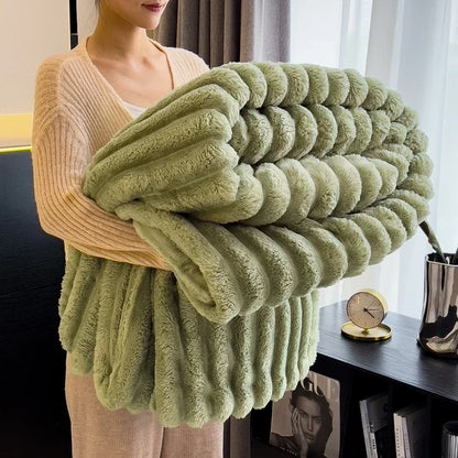 Solid Color Thickened Wide Striped Multifunctional Blanket Can Be Used As Bed Sheet Cover Blanket， Nap Blanket， Pet Blanket
