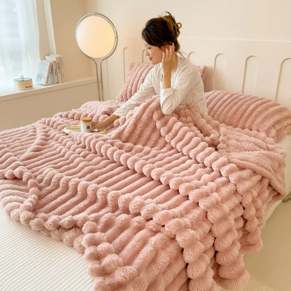 Multi Functional Striped Blanket For Warmth And Comfort