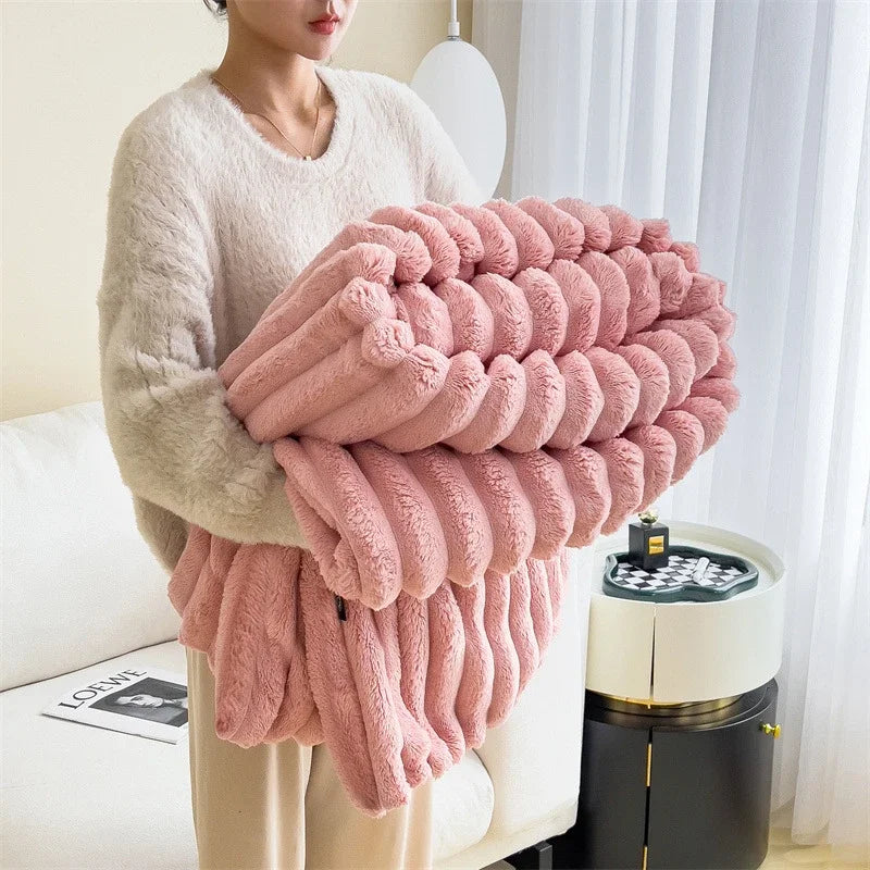 Multi Functional Striped Blanket For Warmth And Comfort