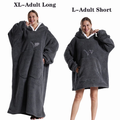 Women Plush Fleece Blanket Men Warm Thick Hoodies Adult Giant TV Blanlets with Sleeves Super Long Cold-proof Homewear Pajamas