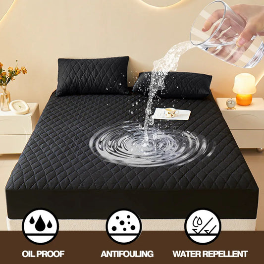 Quilted Thick Waterproof Mattress Cover Mattress Protector Queen King Fitted Sheet Bed Pad Cover Bed Topper ( No Pillow Case)