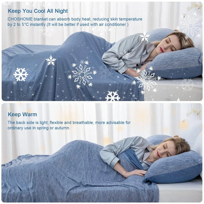 1PC Cooling Blanket for Hot Sleepers Lightweight Summer Cold Thin Blankets for Sleeping, Hot Flashes Night Sweats, Soft Blanket