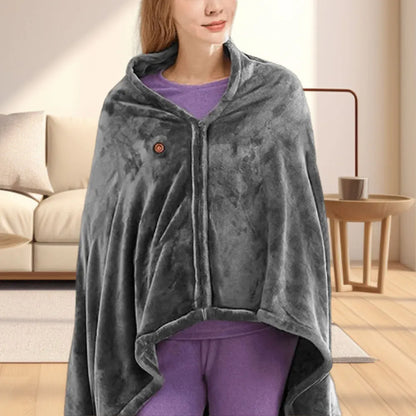 USB Heated Blanket 3 Gears Heating Coral Velvet Shawl Wearable Electric Blanket Household Winter Body Warmer for Home Office