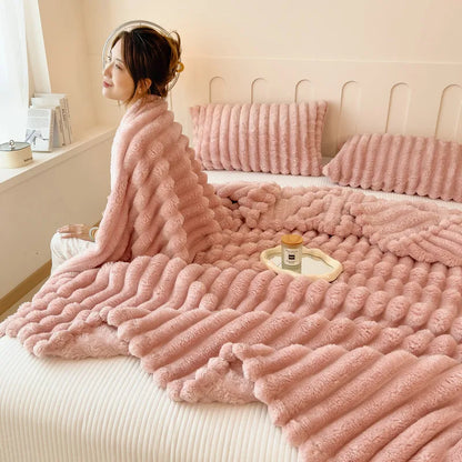 Multi Functional Striped Blanket For Warmth And Comfort
