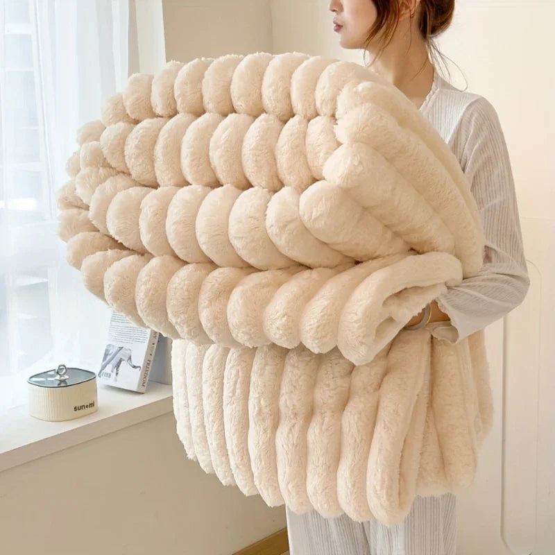 Multi Functional Striped Blanket For Warmth And Comfort