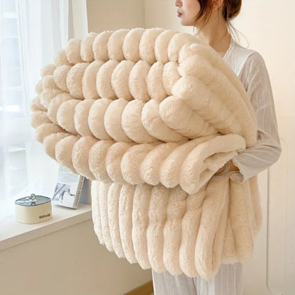 Multi Functional Striped Blanket For Warmth And Comfort