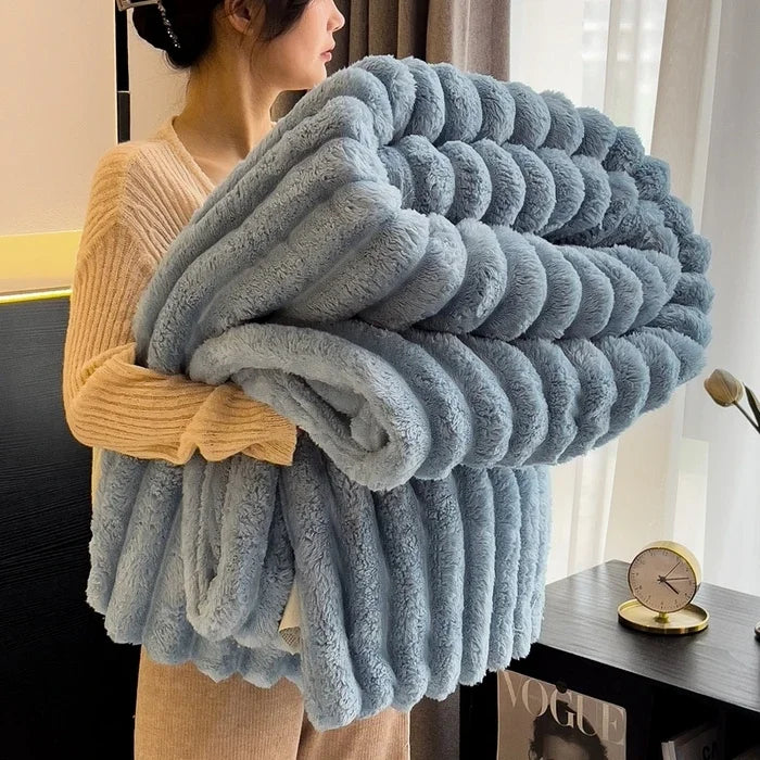 Solid Color Thickened Wide Striped Multifunctional Blanket Can Be Used As Bed Sheet Cover Blanket， Nap Blanket， Pet Blanket