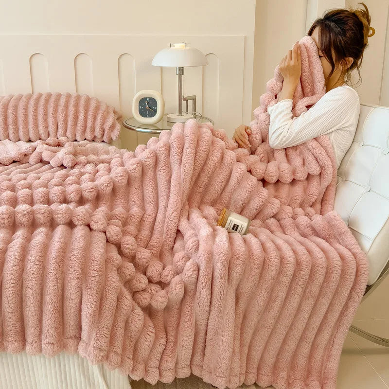 Multi Functional Striped Blanket For Warmth And Comfort