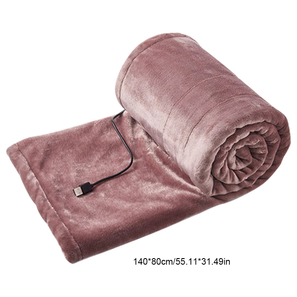 USB Heated Blanket 3 Gears Heating Coral Velvet Shawl Wearable Electric Blanket Household Winter Body Warmer for Home Office