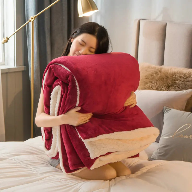 Winter Bed Blankets Solid Color Fleece Blankets Throws Adult Thick Warm Sofa Winter Blanket Super Soft Warm Duvet Cover Luxury